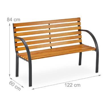 Лавочка для саду Relaxdays з дерев'яною лавкою та сталевим каркасом