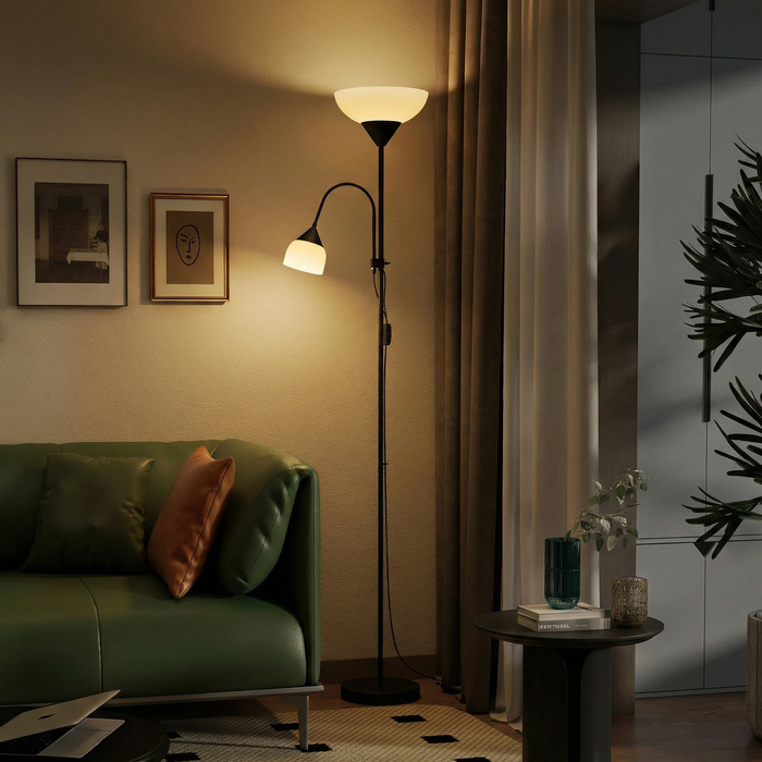 Світлодіодна настінно-підлогова лампа з регульованою яскравістю та гнушим шийкою, 3 режими кольору, чорний