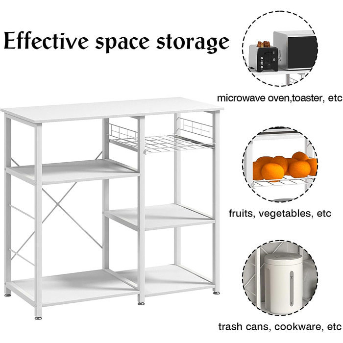 Стелаж кухонний Sogesfurniture з підставкою для мікрохвильової печі, чорний & горіх, 90x40x83 см