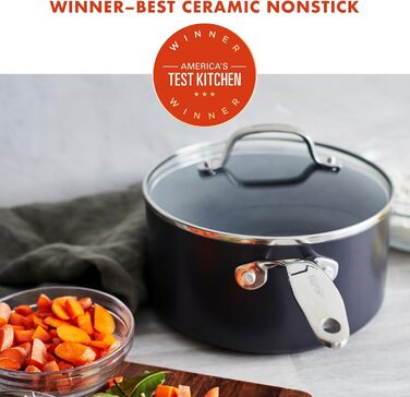 GreenPan Valencia Pro сковорода з кришкою 28 см, 4.2 л, антипригарне покриття Harteloxierte, індукція, для плити та духовки, без PFAS, сірий колір