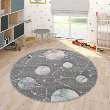Дитячий килимок Paco Home, ігровий килимок для дитячої кімнати з планетами і зірками, Розмір 120x170 см (200x290 см, сірий)