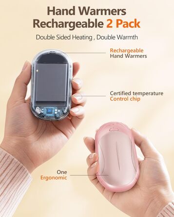 Електричні грілки для рук BOSONER 2 шт. 6000mAh USB, портативні, для чоловіків та жінок, рожеві