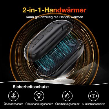 Електричний грієчка для рук, перезаряджається, з магнітом, 7 годин тепла, 3 режими, до 56°C, USB-C, для Рейно, гольф, спорт на відкритому повітрі, чорний N1