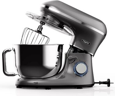 Кухонна машина 2000W з нержавіючої сталі, чаша 6.2 л, міксер з набором насадок (крюк, гак, вінчик, сплеск), колір антрацит
