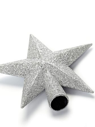 Верхівка на ялинку Мереживо для різдвяної ялинки HEITMANN DECO з пластику-сучасна Різдвяна зірка для мережива з дерева-срібло з блискітками