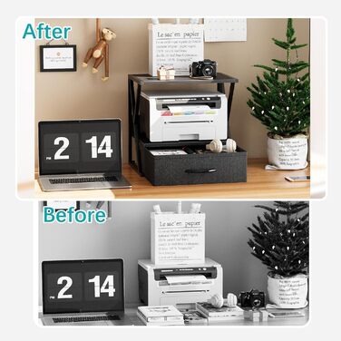 Підставка для принтера з ящиком, стіл-організатор, чорний. Підходить для офісу, дому, школи, копіювальних машин та сканерів