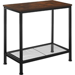 Журнальний столик Tectake з дерева та металу, вузький стіл для передпокою в промисловому дизайні, консольний столик з решіткою, 60 х 30,5 х 60,5 см, чорний металевий каркас (індустріальний темно-коричневий)