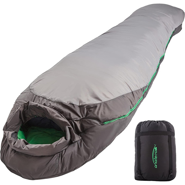 Спальний мішок anaterra для мумій на відкритому повітрі взимку, включає в себе рюкзак, спальний мішок, спальний мішок для зимового кемпінгу, фестивалю, подорожей (ВЕТУР Грей)