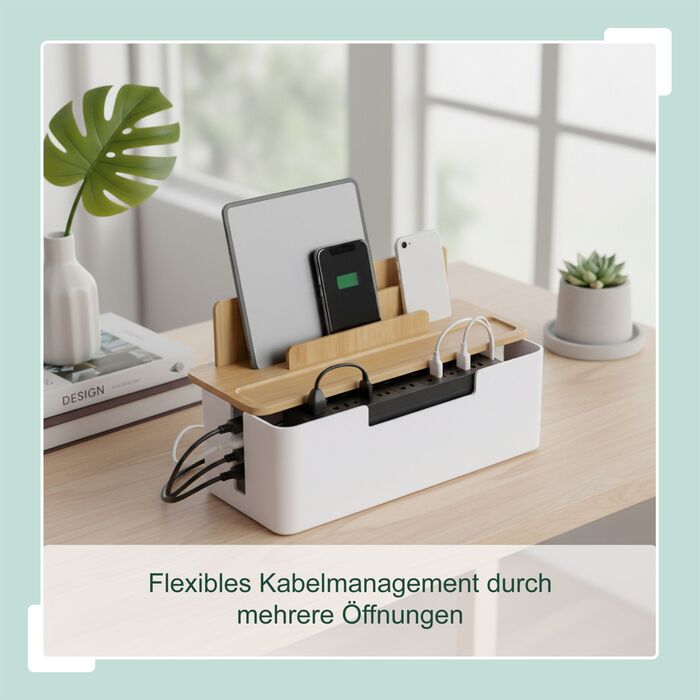 Організатор кабелів Relaxdays з бамбука та кріпленням