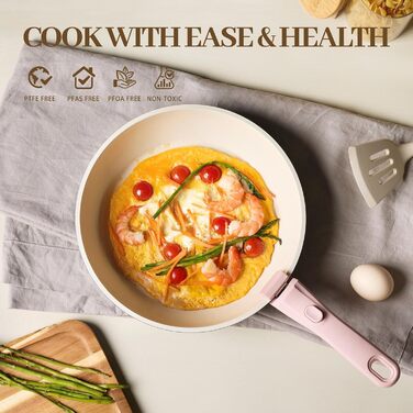 Набір каструль та сковорідок 23 частини з антипригарним покриттям. Керамічний набір посуду з знімними ручками, сумісний з усіма типами плит та духовкою. Без PFAS, PTFE, PFOA. Кремово-білий колір.