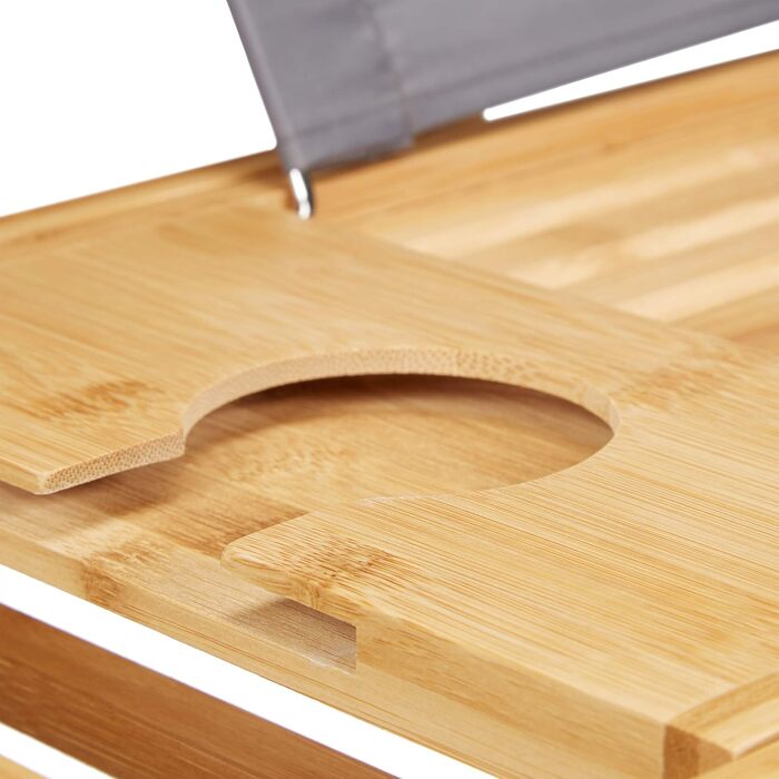 Підставка для ванни Relaxdays 2-в-1 з підсвічуванням, бамбук, регульована, 74,5-114 см, 18x114x25 см