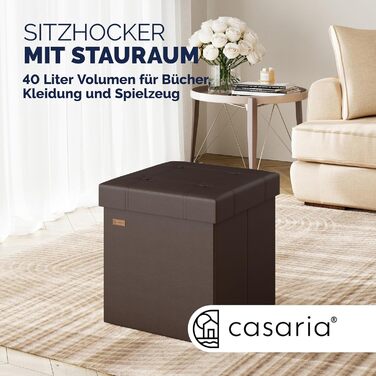 Пуф Casaria® з місцем для зберігання, білий, складний, з м'яким сидінням, 38x38 см. Підходить для спальні, вітальні, передпокою.