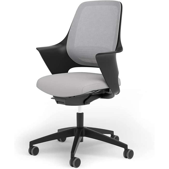 Ergotopia WellBack: Ергономічне крісло для офісу та дому, Made in Germany, з підтримкою попереку та синхромеханікою, білий каркас, сірий колір