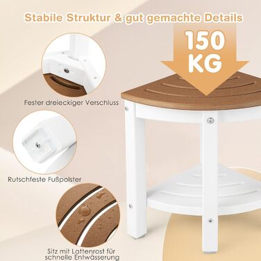 Крісло для ванної кімнати RELAX4LIFE з ручками та полицею, до 150 кг, коричнево-біле (Модель 1)