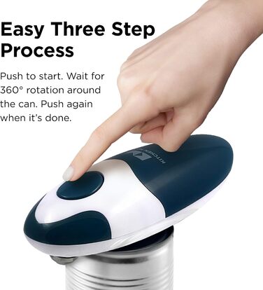 Електричний відкривач банок Kitchen Mama 2.0: Автоматичний, бездротовий, з гладкою кромкою, безпечний (Морський колір)