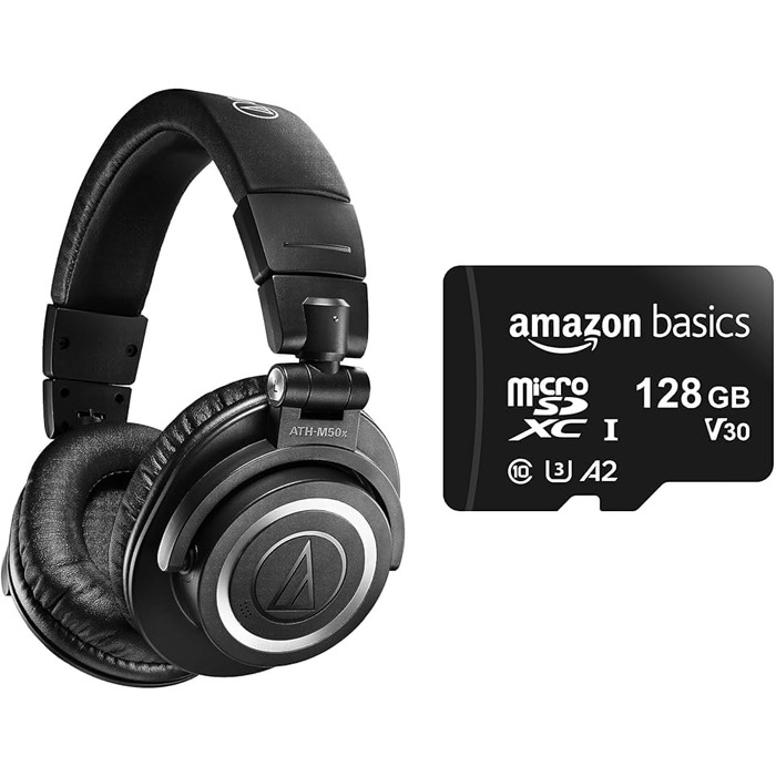 Бездротові навушники Audio-Technica M50xBT2 чорні, Bluetooth, в т.ч. карта пам'яті microSDXC на 128 ГБ