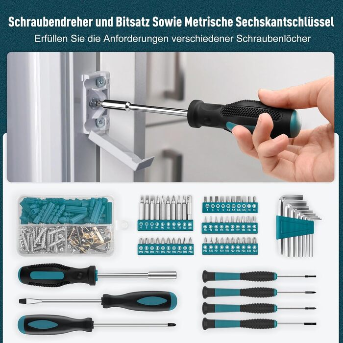 Набір інструментів Sundpey 281 предметів у кейсі: набір гайкових ключів, викруток, шестигранників, плоскогубців (синій)
