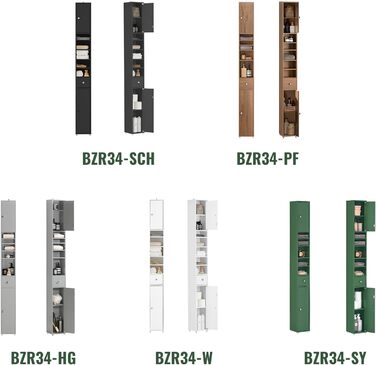 Висока шафа SoBuy BZR34-W 5 відділень, 1 шухляда, дверцята, BHT приблизно 20x180x20см (вінтаж)