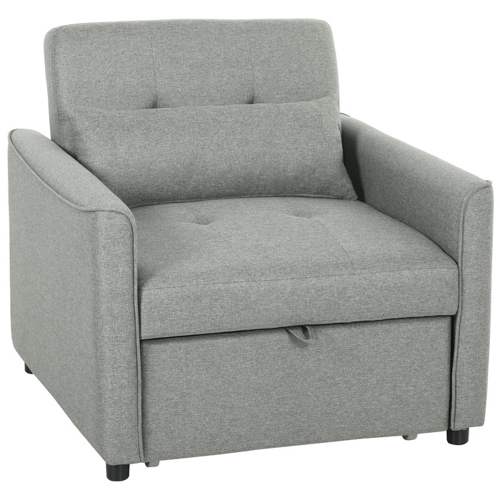 Тріо-функції: крісло-ліжко, розкладне диван-ліжко з регульованою спинкою, сіре