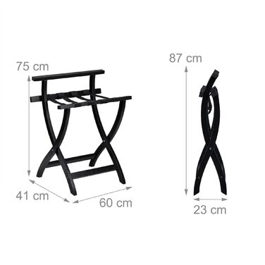 Підставка для валізи Relaxdays чорного кольору з захистом для стін