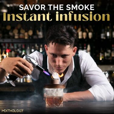 Набір для копчення віскі та бурбона - Old Fashioned & коктейльний димогенератор з пальником Deluxe