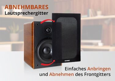 Дюймовий HiFi книжковий поличний динамік, 60 Вт RMS, 2-смуговий, коричневий вигляд під дерево, 365 BN 6,5-