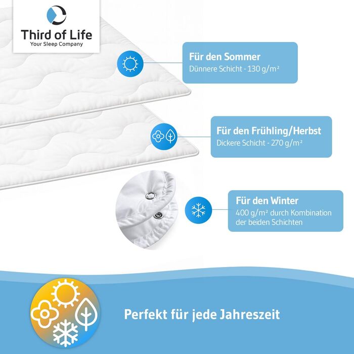 Ковдра зимова 135x200, ОekoTex 100, тепла зимова ковдра 135 x 200, м'яка стегане ковдра від Schlafexperten, ковдра виготовлена в ЄС, дихаюча (ковдра на 4 сезони, 155x220 см)