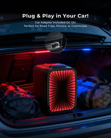 Міні-холодильник BEICHEN 4Л з RGB-підсвіткою, функція охолодження та підігріву 2в1, для напоїв, косметики та геймінгу, AC 220V/DC 12V (Чорний)