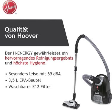 Пилголом Hoover HE520PET з мішком 3,5 л – тихий, з автоматичною системою видалення мішка та фільтром EPA, для дому з тваринами (пет-версія)