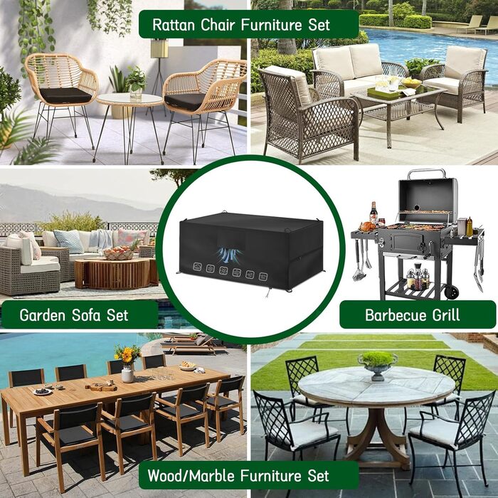 Водонепроникний чохол для садово-патіо меблів 200*160*70 см, 420D Oxford, захист від УФ, анти-PU, зимовий, для саду та тераси