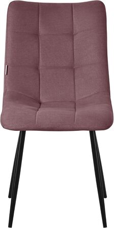 ML-Design Комплект з 2 стільців для їдальні, рожеві, з м'яким сидінням, тканинний, чорні металеві ніжки, для кухні, вітальні, офісу