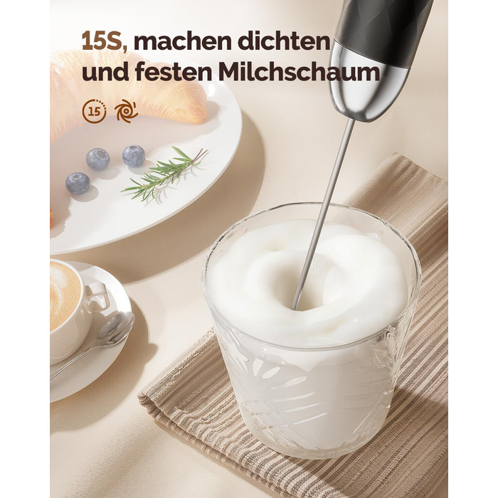 Електричний пінний вершковий вінчик Maestri House LunaFro 2.0, бездротовий, з регулюванням швидкості, чорний