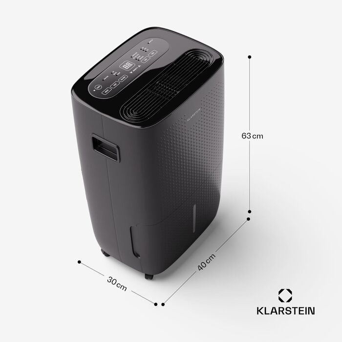 Електричний осушувач Klarstein DryFy Connect 60L з Wi-Fi, 60 л/24 год, таймер, для приміщень 45-65 м², портативний, антрацит