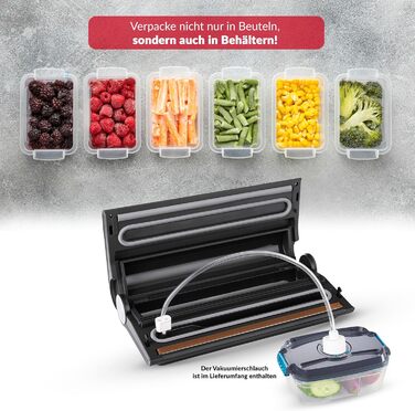 Вакууматор для продуктів LEHMANN — вакуумний пакувальник для сухих та вологих продуктів, пристрій для запаювання пакетів з шлангом для відкачування повітря, ширина шва 30 см