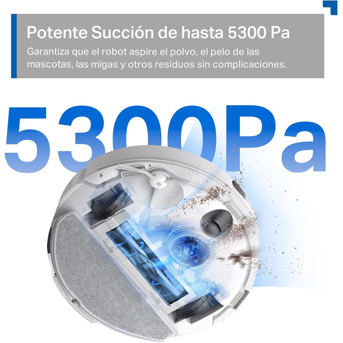 Робот-пилосос Tapo RV30 Max Plus з функцією миття та автоматичною станцією самостійного очищення, 5300Pa, LiDAR+IMU, голосове керування Alexa & Google Assistant, білий