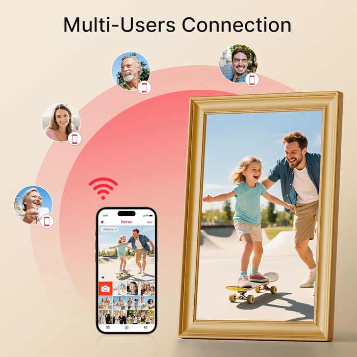 Frameo: Цифровий фоторамка 10.1 дюйма з Wi-Fi, сенсорним екраном IPS HD 1280*800 та 32GB пам'яті