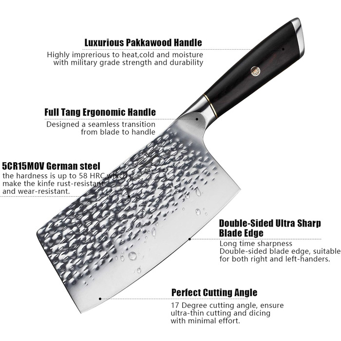 Ніж кухарський 8 дюймів, професійний дамастковий ніж, ніж для кухні, ніж шеф-кухаря, ніж для м'яса з нержавіючої сталі, надзвичайно гостра леза з ергономічною ручкою для дому та ресторану (ніж кухарський 7 дюймів)