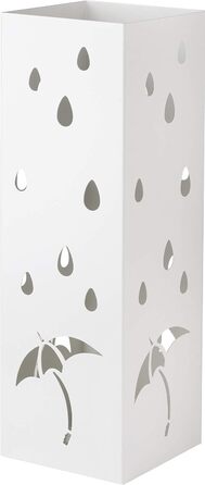 Підставка для парасольки Baroni Home з металу, біла, з декоративним різьбленням, з гачками та знімним піддоном для води - для дому та офісу, 15,5x15x49 см