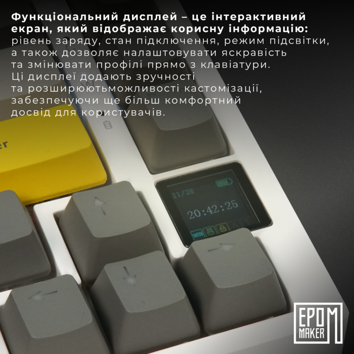 Клавіатура механічна бездротова EPOMAKER AK820 Pro Flying Fish White (AK820-PRO-W-FF)