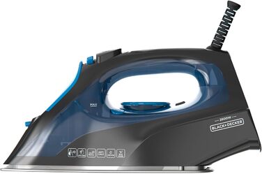 Праска з парою BLACK+DECKER BXIR2605E | 2600W | Потужний паровий удар 170 г/хв | Безперервний струмінь пари 40 г/хв | Нержавіюча сталь, захист від накипу, самоочищення | Ефективно видаляє віруси та бактерії