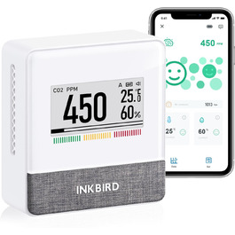 Вимірювач якості повітря Inkbird IAM-T1: CO2, температура, вологість, тиск. Електронний екран, 4 роки роботи від батареї, для дому та офісу