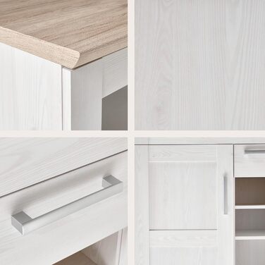 Тумба-консоль Stella Trading ROMANCE в стилі кантрі, матеріал: осика, колір: горіх/дуб Сан Ремо, 186 x 100 x 46 см. Велика тумба для вітальні з великим об'ємом зберігання.