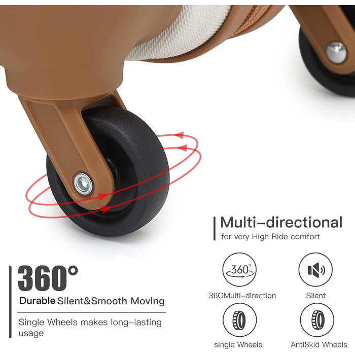 Чемодан-валіза KONO Trolley: легкий, з ABS-пластику, середній, 4 колеса, кремовий
