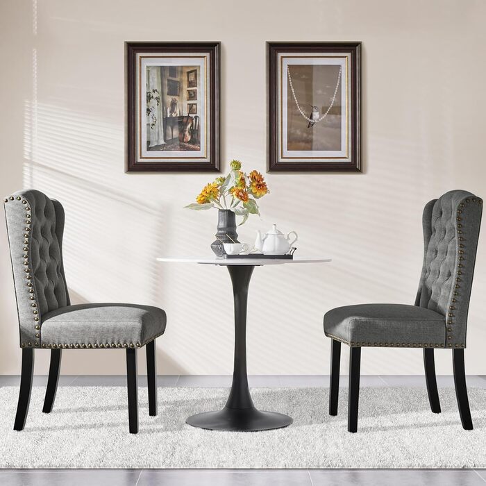 Крісло кухонне Yaheetech з підлокітниками та спинкою у вигляді крила, оббивка, до 140 кг, сіре (6, світло-сіре)