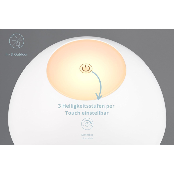 Бездротова настільна лампа Robert, LED, настільна лампа для дому та вулиці, диммування 4 рівнів, USB, 30 см, матовий білий