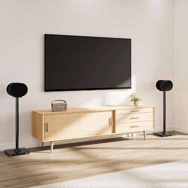 Підставка для колонки Sonos Era 300 ELIVED, підлоговий стійка зі скляною основою, висота 80.7 см, чорна, 1 пара (EV5026)