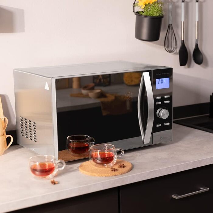Мікрохвильова піч Cecotec ProClean 3060, 30 л, 700 Вт, 6 режимів, Ready2Clean покриття, 3D Wave, срібляста з грилем