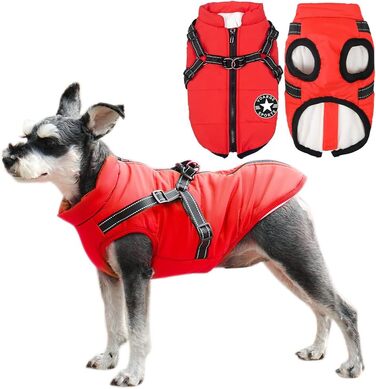 Зимовий жилет Voarge Dog Jacket з шлейкою, водонепроникний, світловідбиваючий, 3XL червоний