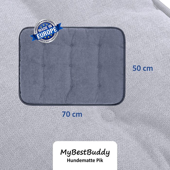 Подушка для собак MyBestBuddy pik gray XL, що не викликає алергії (100 поліестер) - переться при температурі 40C з ворсистим тканинним покриттям - Килимок для собак відповідно. Підстилка для собак для великих собак, 90 х 70 см (70 х 50 см)