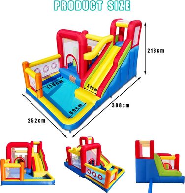 Надувний замок для дітей з насосом, міцний матеріал, для 3-4 дітей, 315x245x194 см (HSH2)